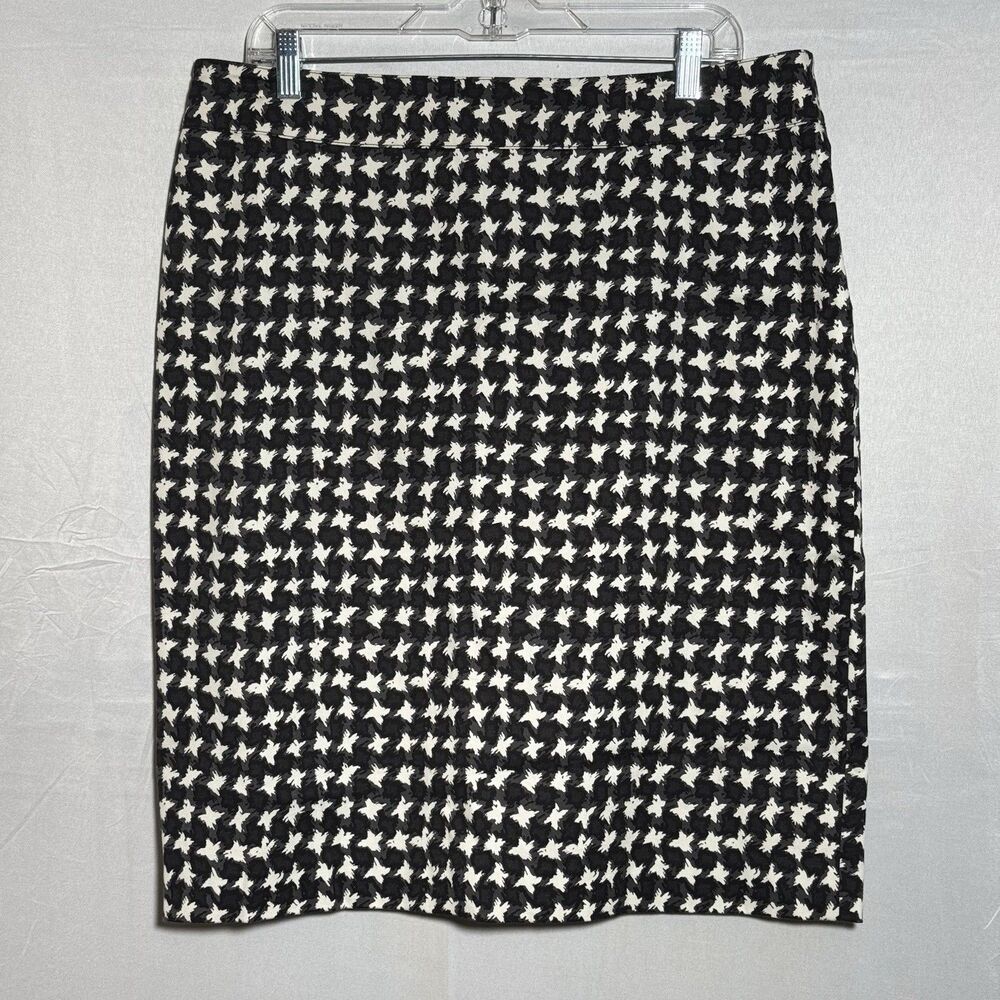 Talbots Cotton Pencil Skirt Women’s Size 14 Black White Abstract Print Career
